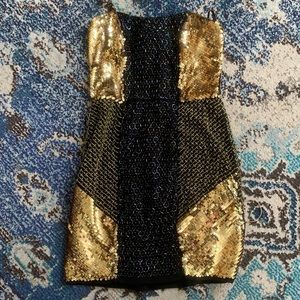 TOPSHOP Gold Sleeveless Sequins Cocktail Evening Party Dress 4